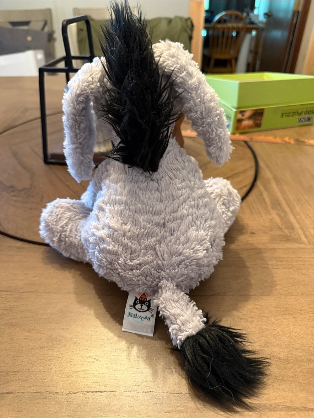 Jellycat Fuddlewuddle Retired Light Gray Plush Donkey with Black Mane - Picture 2 of 9